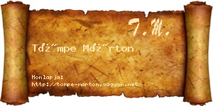 Tömpe Márton névjegykártya